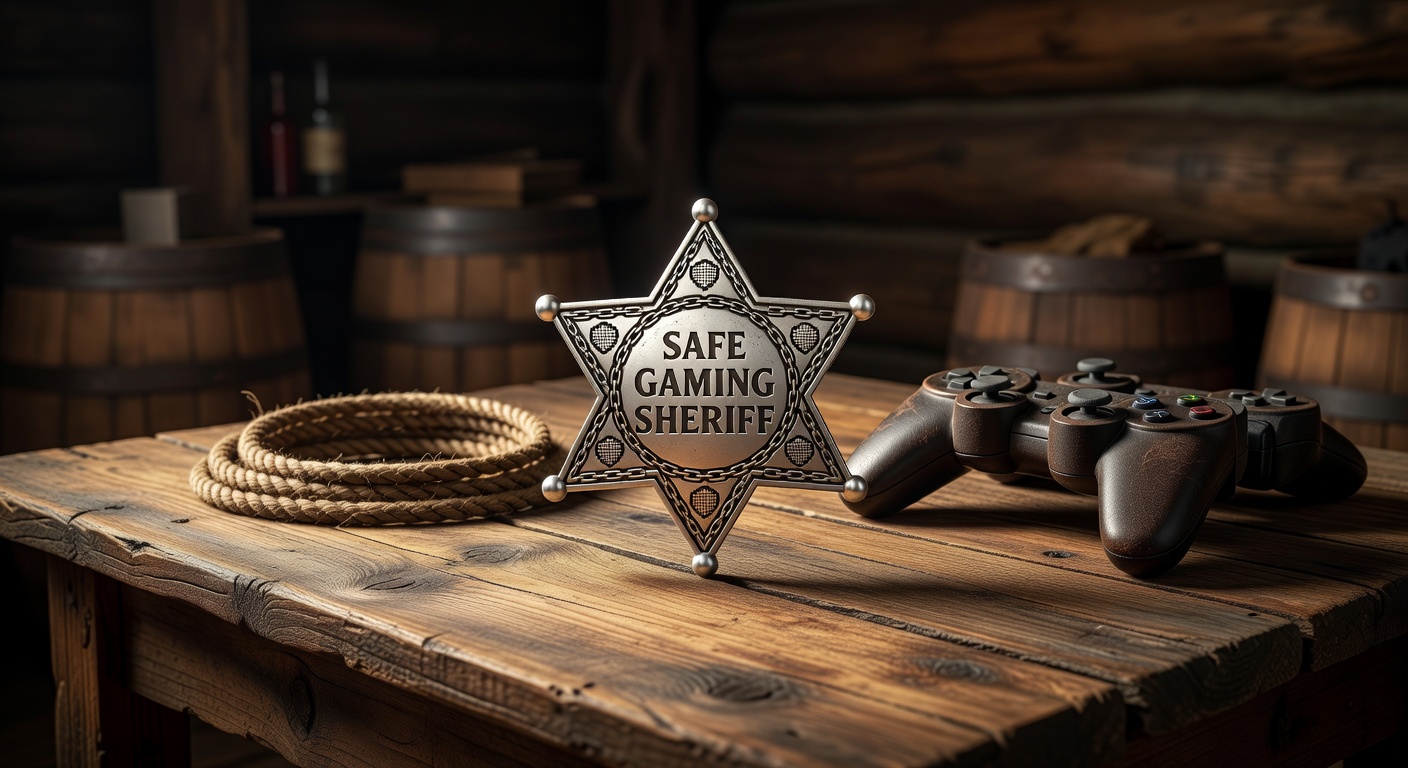 Sheriff Badge on a wooden table representing safe gameplay